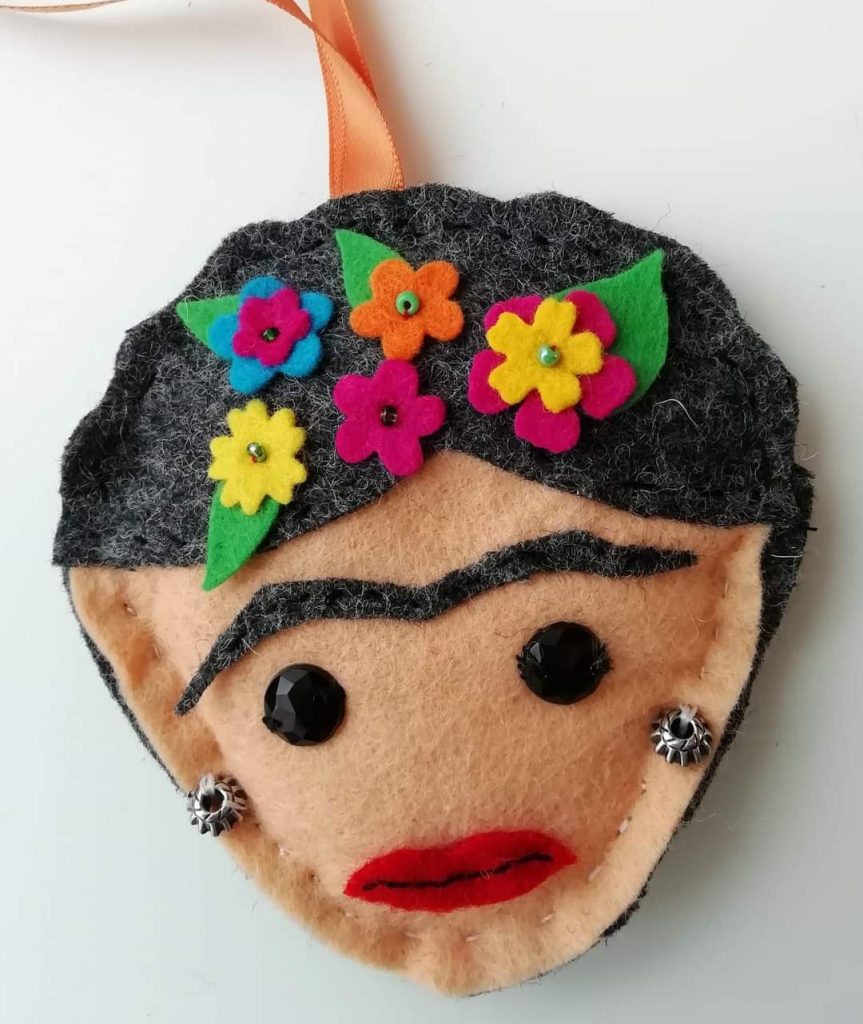 A felt portrait of Frida Kahlo